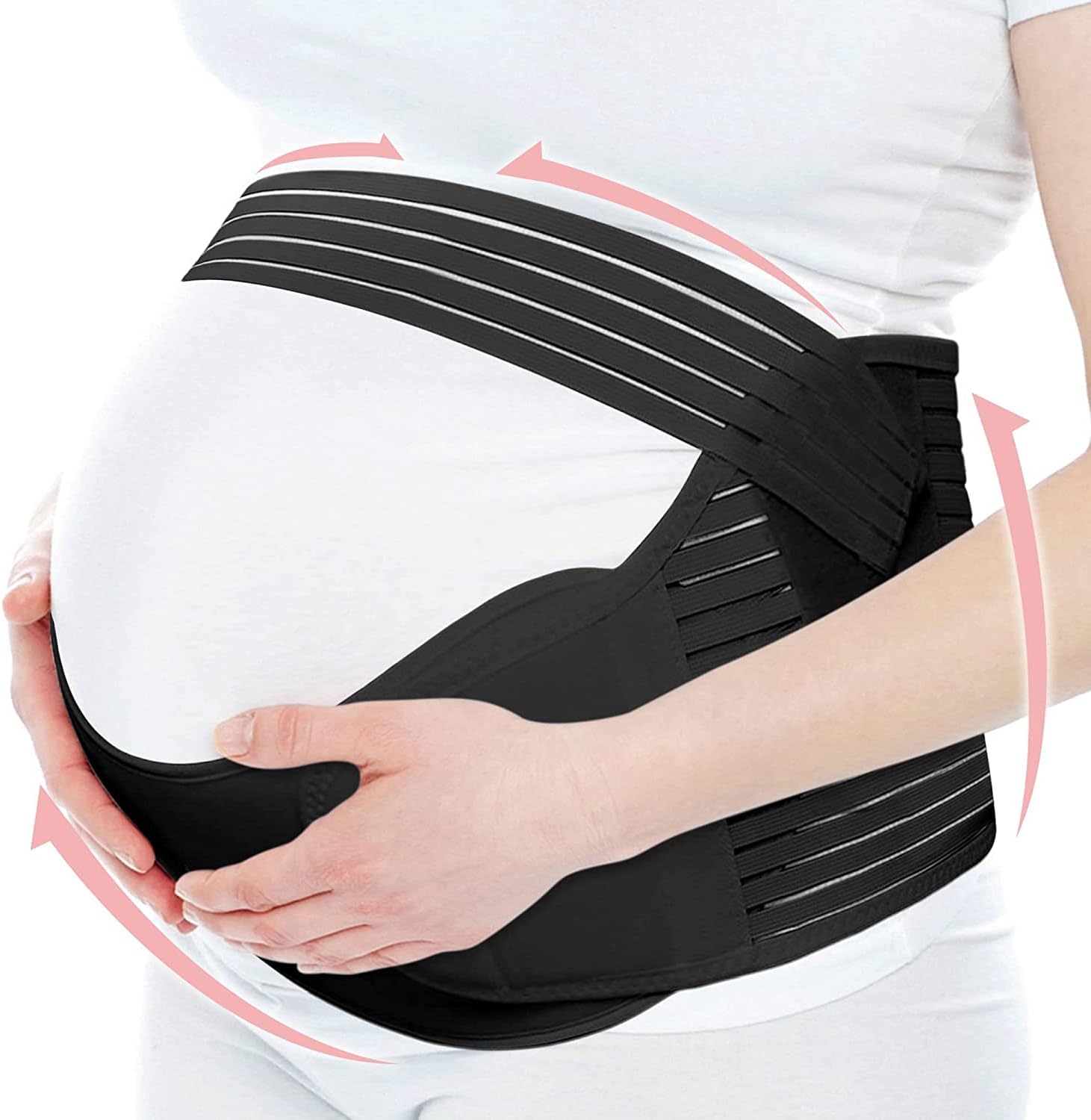 Pregnancy Belt, 3 in 1 Maternity Support Belt Belly Band Support Back Brace Abdominal Binder Waist Support, Lightweight, Breathable, and Adjustable Pregnancy Support Belt(Black)
