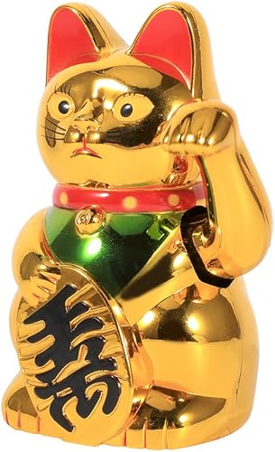Miniatura 8 de DAUERHAFT Waving Gato, Abs Durable Eastern Style Waving Hand Paw Up Wealth Prosperity Welcoming Gato, Good Luck Feng Shui Decoración