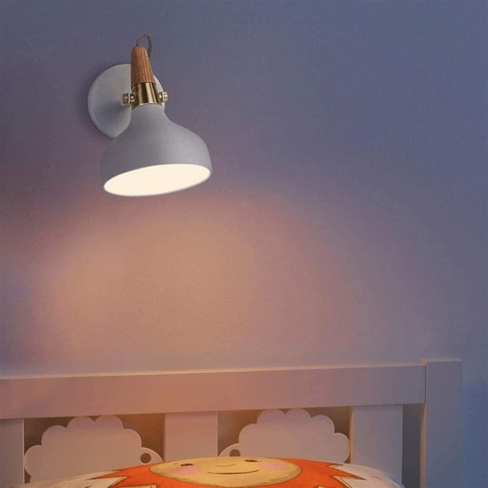 Verstellbare Wandleuchte, europäischer Hintergrund Wandleuchte Moderne Wandlampe Nacht Lesen Lampen Nordische Metall Schatten Wandlampe for Schlafzimmer Wohnzimmer (Farbe: Weiß)