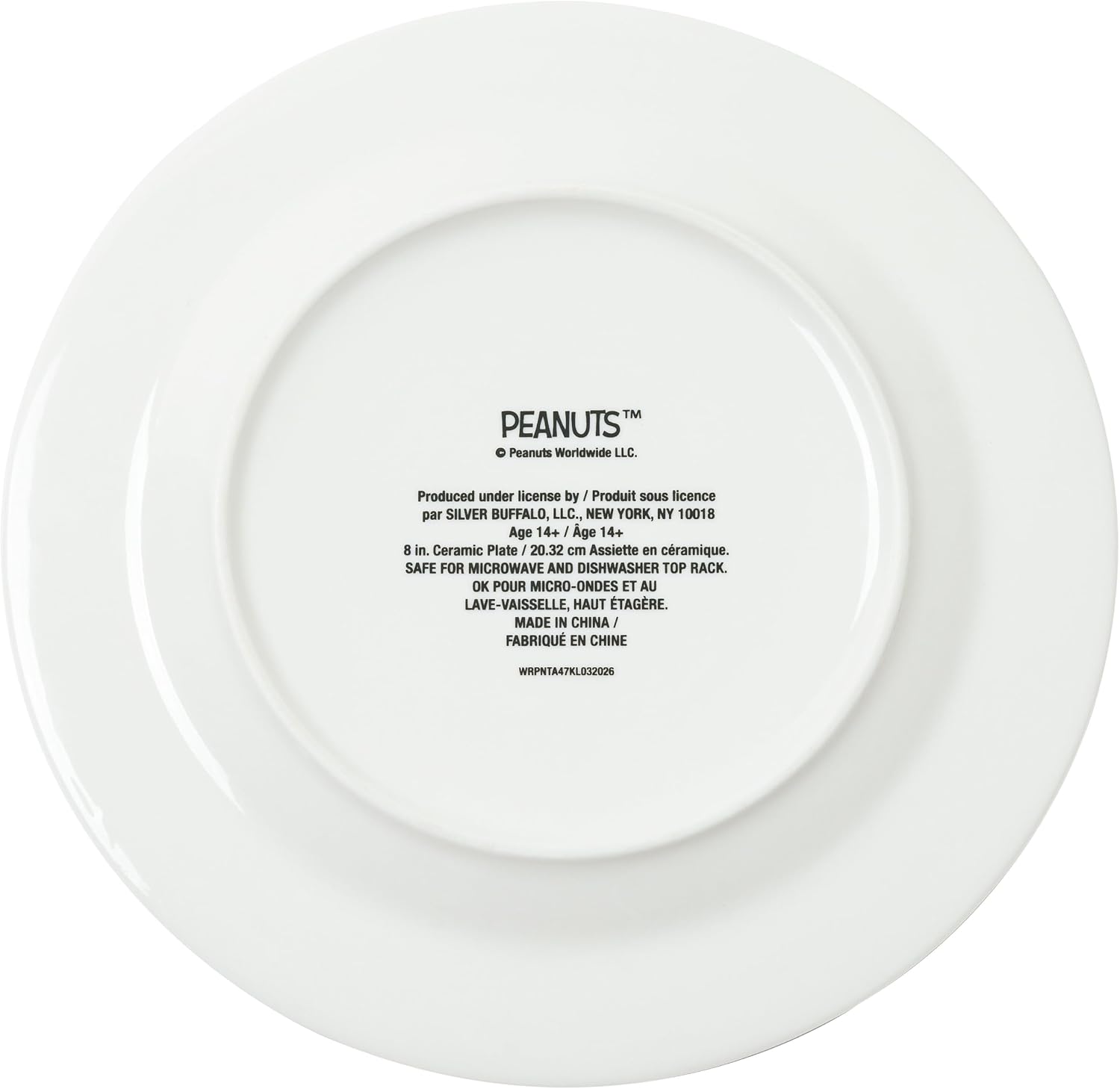 Silver Buffalo Peanuts Halloween Group Bats, 4 Pack Ceramic Plate Set, 8in | Moon and Pumpkins, Rimmed