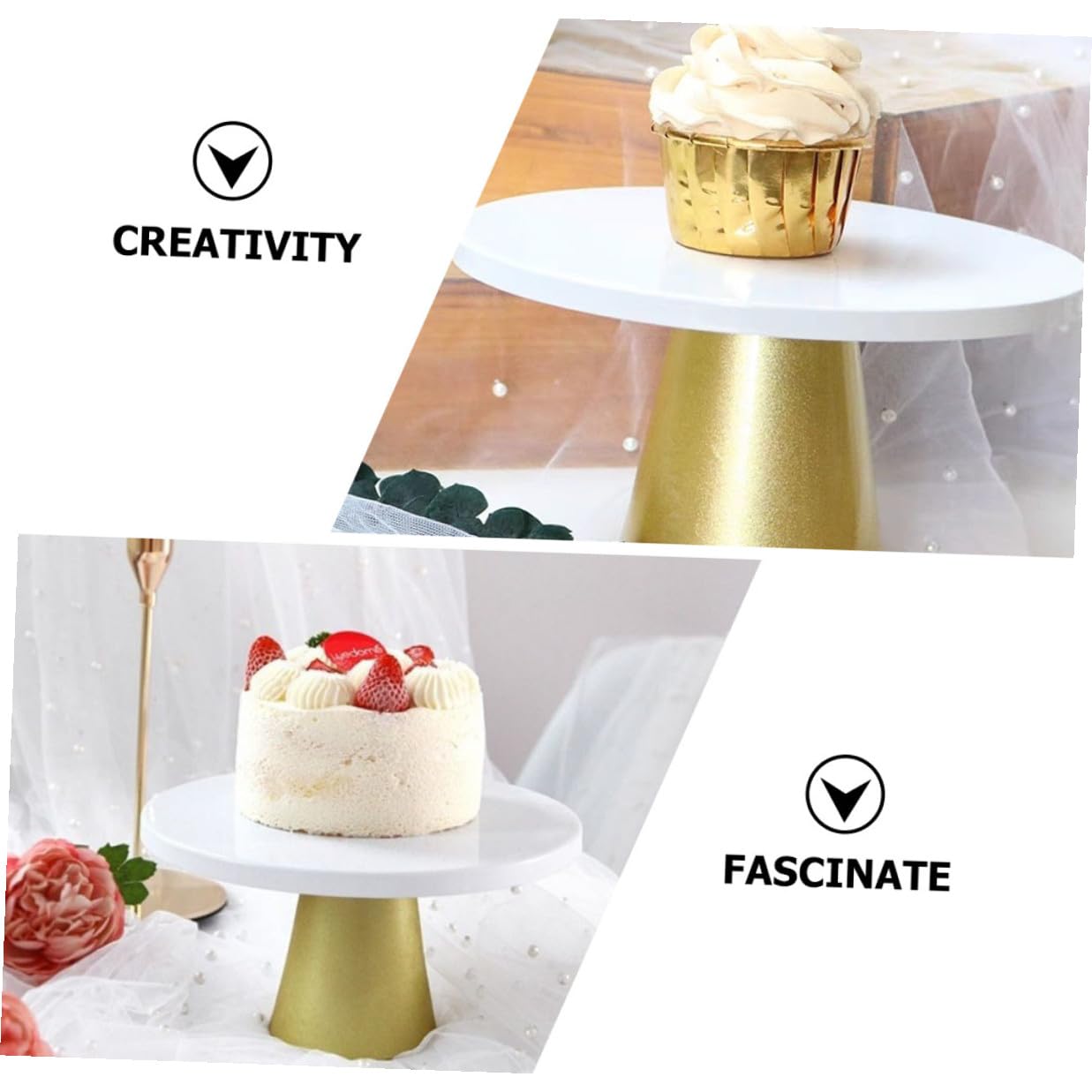 Présentoir à Gâteaux en Fer Blanc Moyen, Plateau Décoratif Multifonction 1 Niveau pour Desserts, Accessoire pour Mariage, Anniversaire et Usage Domestique, Support Gâteau