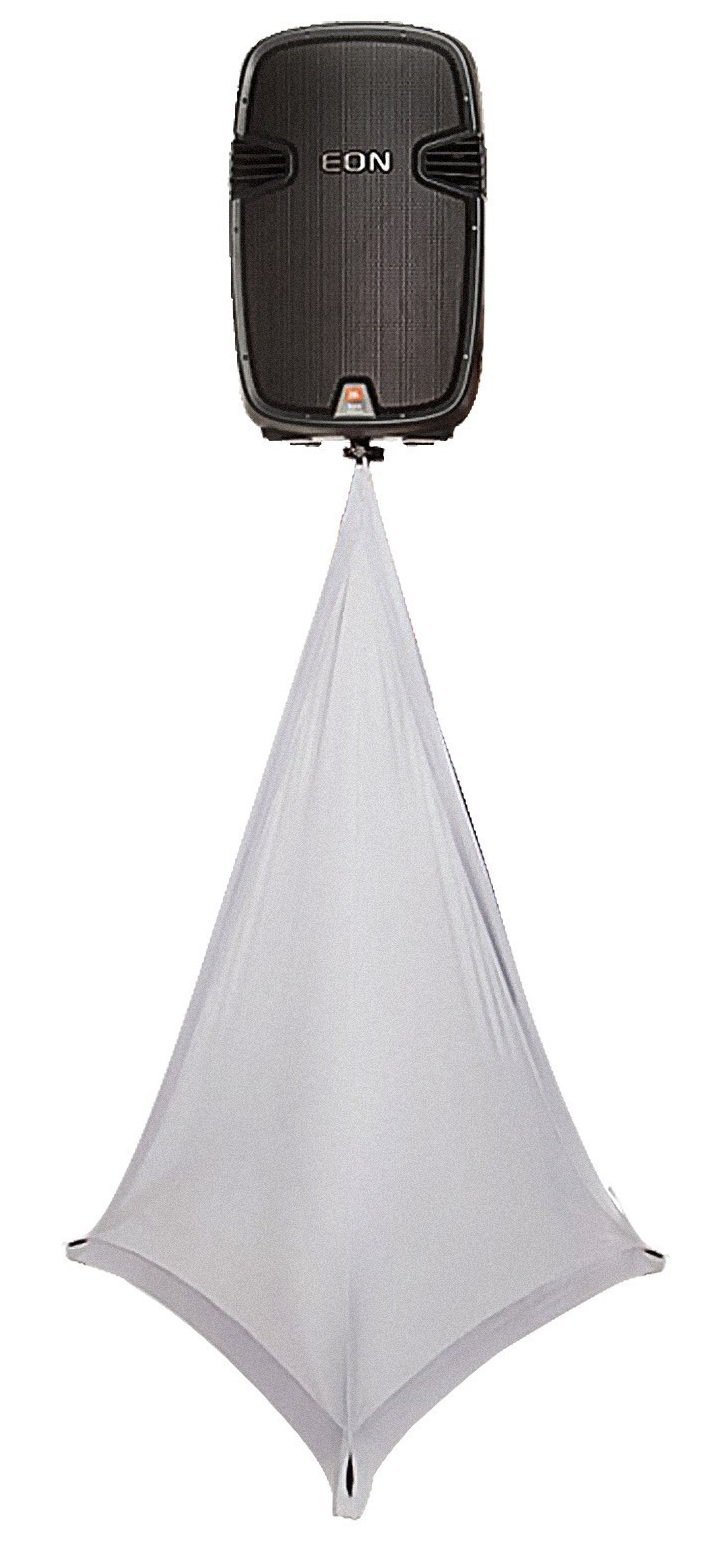 Scrim King SPK Series Professional Speaker Stand Scrim with Free Bag for Event, DJ Booths, Music Concerts & Stage Use - Flame Retardant, Wrinkle Resistant, Double-Stitched DJ Truss - SPK02-B - White
