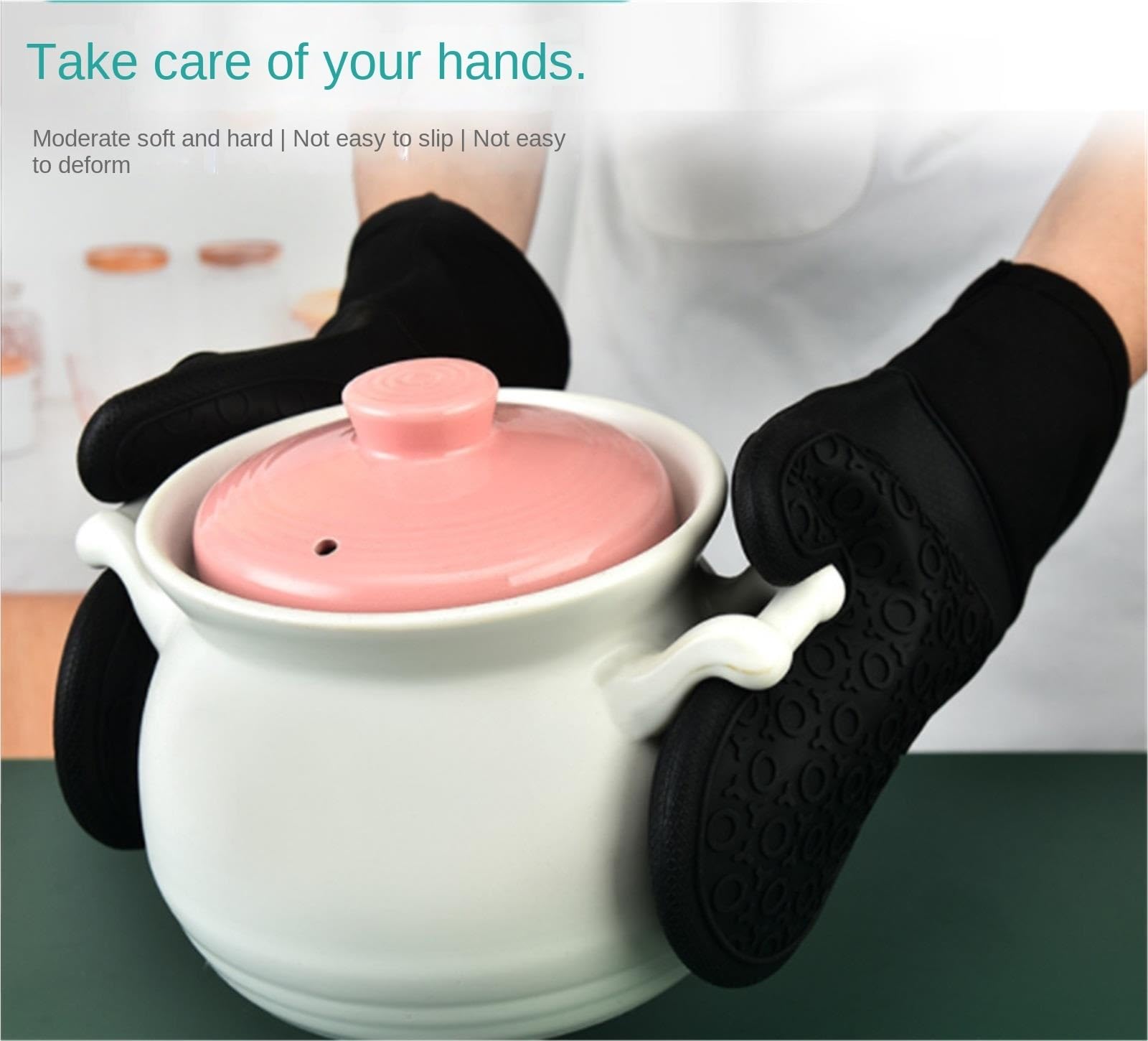 Gants de Cuisine 1 Paire De Gants De Four en Silicone, Résistants À La Chaleur, Adaptés À La Cuisson Manique(30cm)