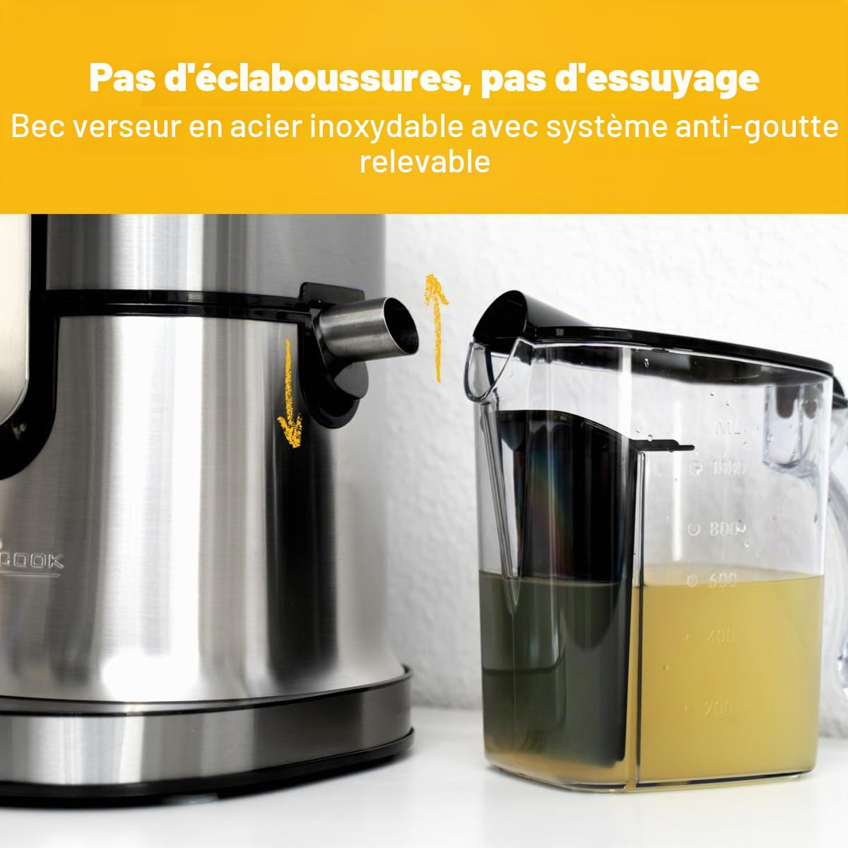 PROFI COOK PC-AE 1156 - Centrifugeuse Professionnelle - Bol 1 litre - 5 vitesses - Fonction turbo - Commande tactile - Affichage LED - 800 Watts - Couleur Argent et Noir