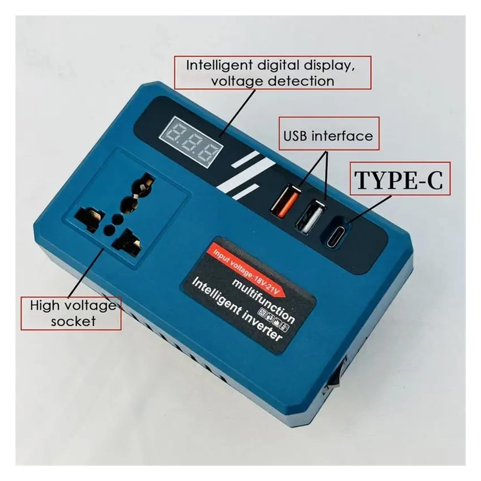 Power Inversor Corriente Inversor Energía Batería CC 18V-21V A 220V CA Convertidor Adaptador Cargador Rápido Hogar RV Makitas Operación