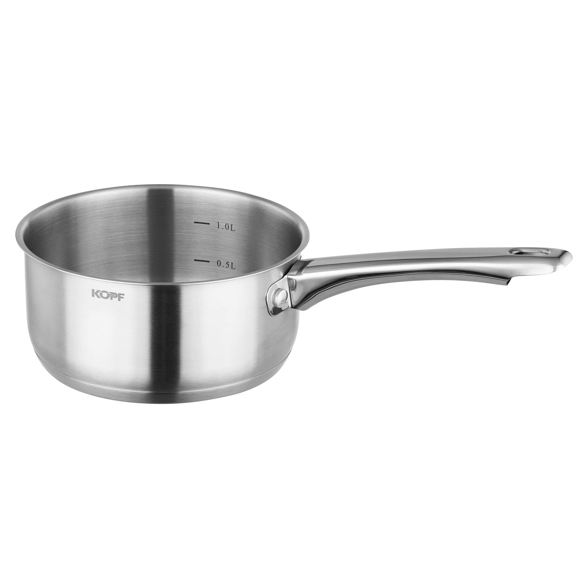 KOPF Topfset Induktion Clara 8-teiliges Kochtopf Set mit Edelstahl Töpfe | Backofen & Spülmaschinen geeignet | Topf Set für alle Herdarten | 4 Kochtöpfe, 1 Stielkasserolle, 3 Glasdeckel | Literskala