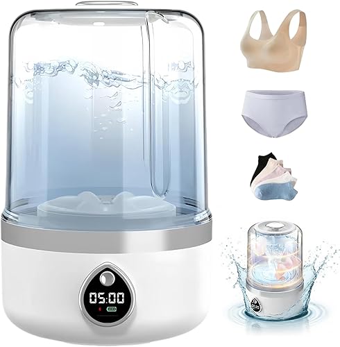 Lavadora portátil, mini lavadora compacta para prendas delicadas y ligeras, lavadora portátil inalámbrica, mini lavadora blanca de 1.4L, ideal para