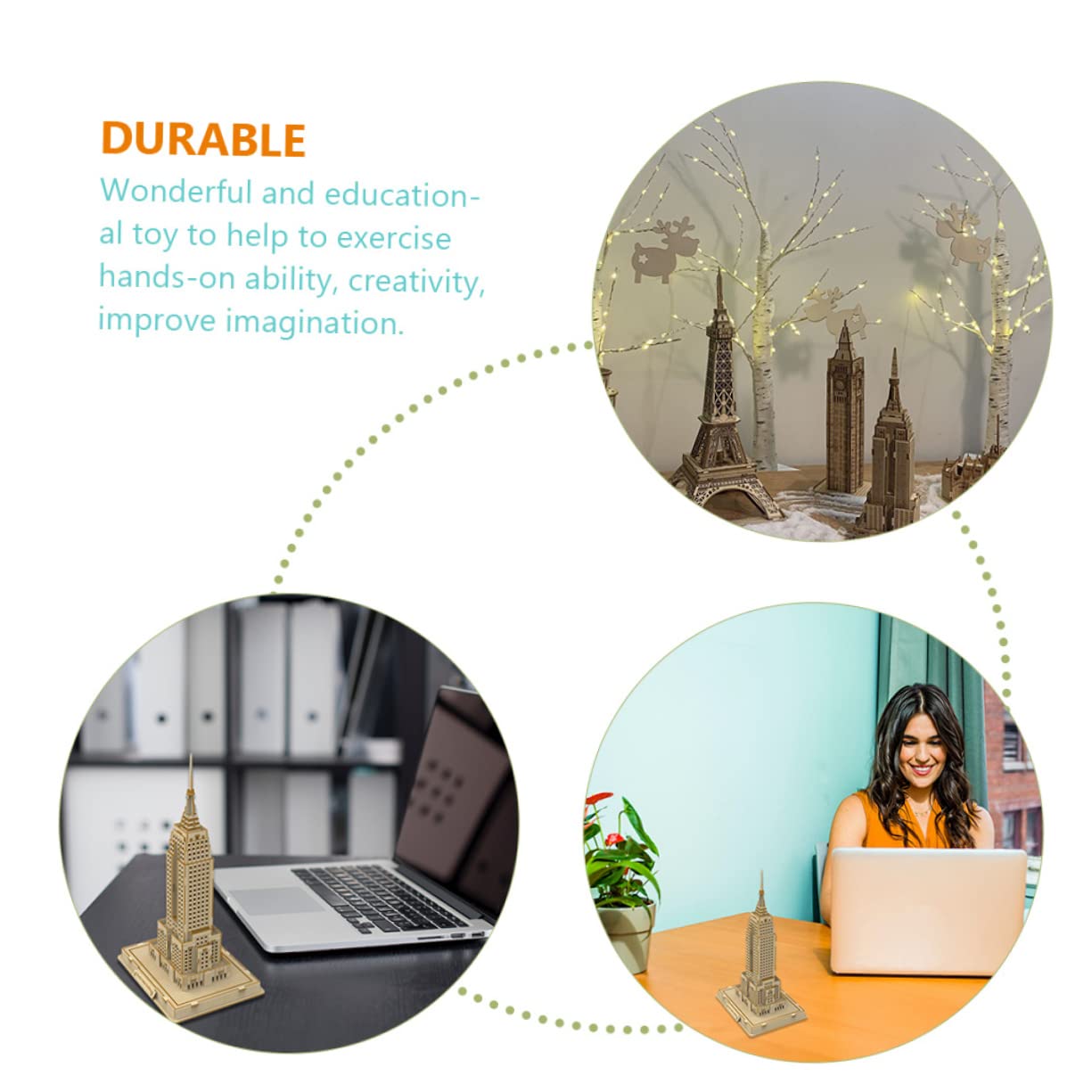 BESPORTBLE Puzzle 3D en Bois à Fabriquer Soi-même pour Garçon et Filles, Modèle Bâtiment Célèbre de New York, Améliore la Créativité, Matériau Synthétique, Présent et Décoration Unique