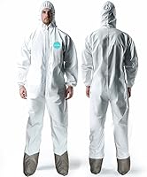 AndesSafety 25 Pack Hazmat Suits - Microporous Protective Coveralls with Hood, Boots & Elastic Wrists for Painting & Hazmat