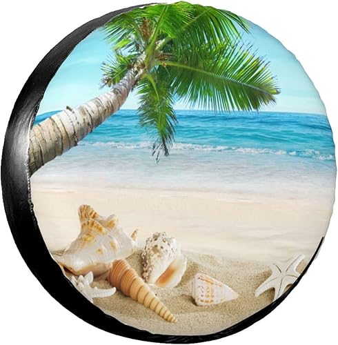 Shells On The Beach - Cubierta de neumático de repuesto para neumáticos de mar tropical, protectores de ruedas, a prueba de polvo, para remolque,