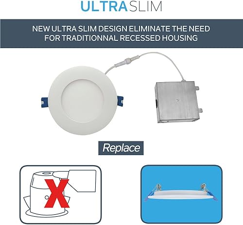 Miniatura 2 de SL4-900-24WH4KBN Paquete de 24 cajas de conexiones empotrables regulables con clasificación IC de 4 pulgadas, 9 W, 750 lúmenes, 4000 K fresco,