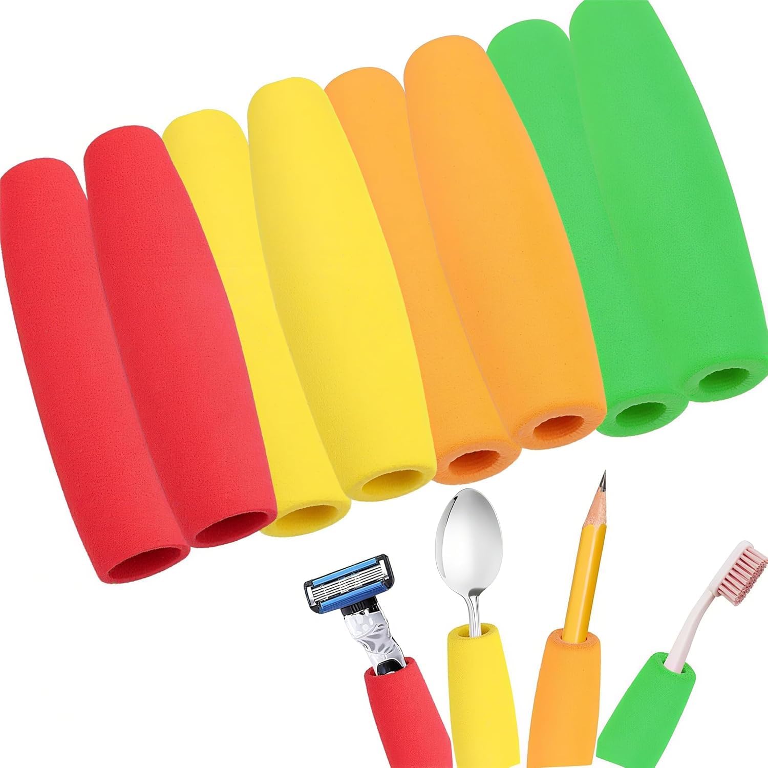 8-Pack Foam Grip Tubing for Utensils - 4 Sizes No-Cut Utensils Adaptive ...