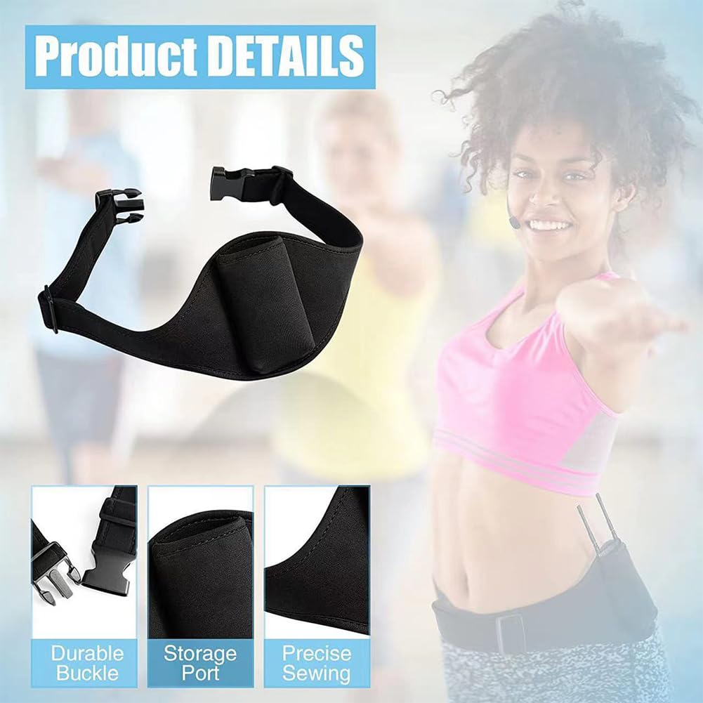 Mic Belt, Microphone Belt, Microphone Belt Pouch, Microphone Belt Holder, Microphone Pouch Carrier Holder, Mic Carrier Belt, Adjustable for Fitness Instructors Theater Speakers Public Speaking,Black - Image 2