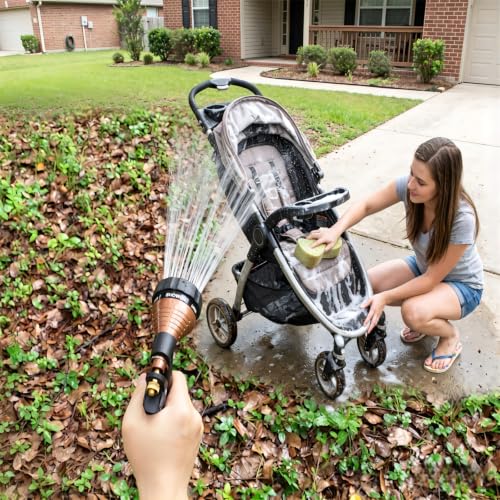 GREEN MOUNT Water Hose Nozzle Spray Nozzle, Metal Garden Hose Nozzle with Adjustable Spray Patterns, Perfect for Watering Plants, Washing Cars by GREEN MOUNT - Used condition - Image 3