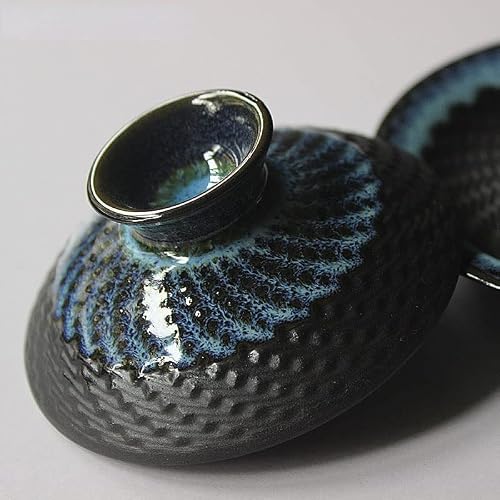 Miniatura 6 de Honheam Kiln Gaiwan De Cerámica Esmaltada, Taza De Té De Porcelana Kungfu, Taza De Té Retro China, Sancai Gaiwan Con Platillo Con Tapa