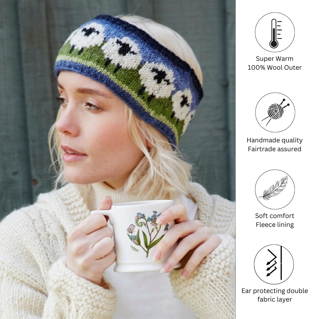 Pachamama Vrouwen Wol Oorwarmer Hoofdband Fleece Gevuld