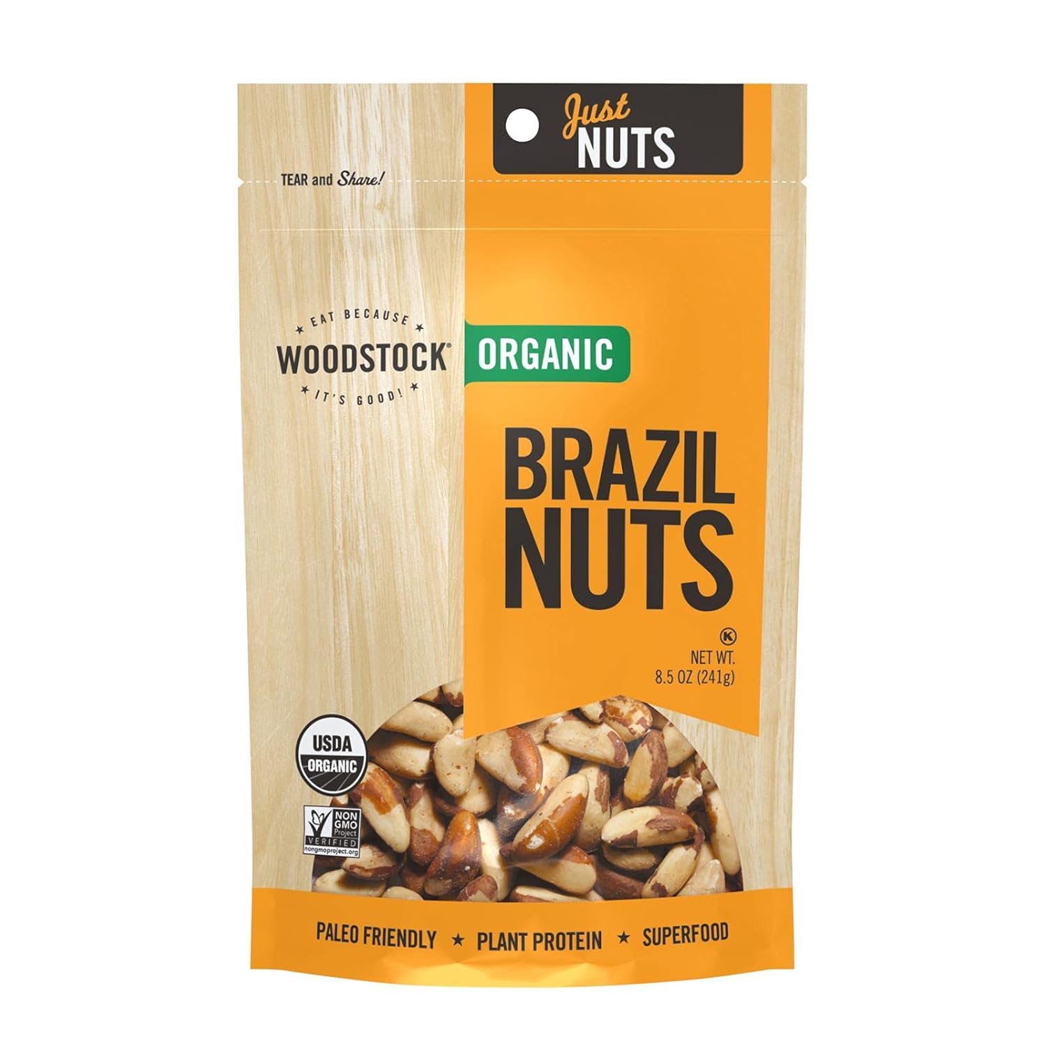 Woodstock Farms Organic Brazil Nut, 8.5 Ounce - 8 per case.