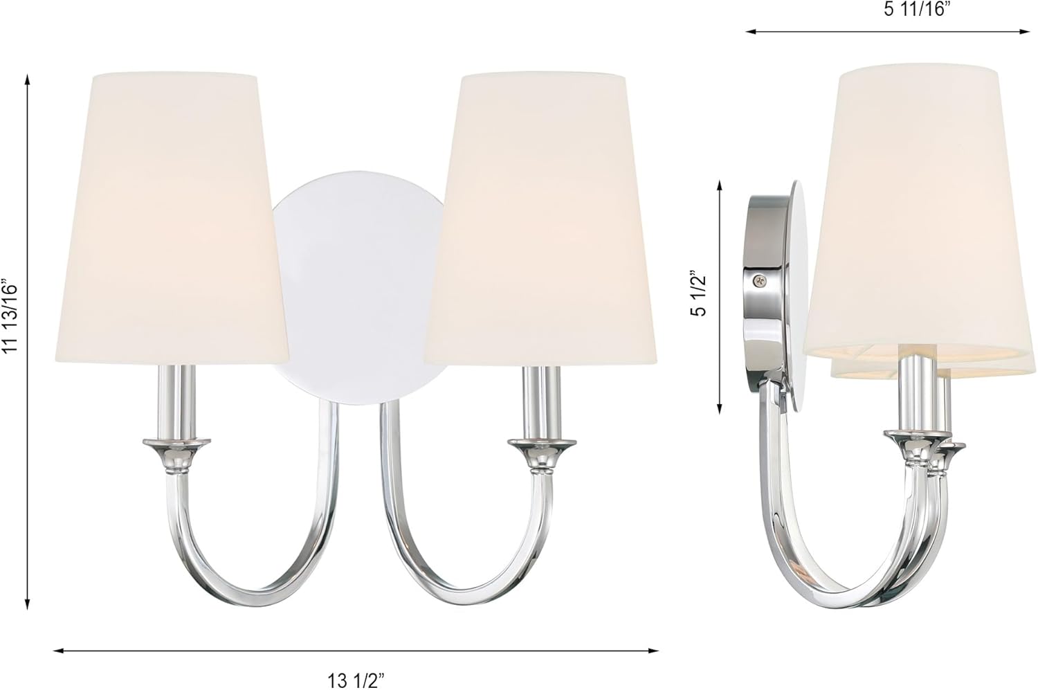 Crystorama Payton 2 Light Polished Chrome Sconce