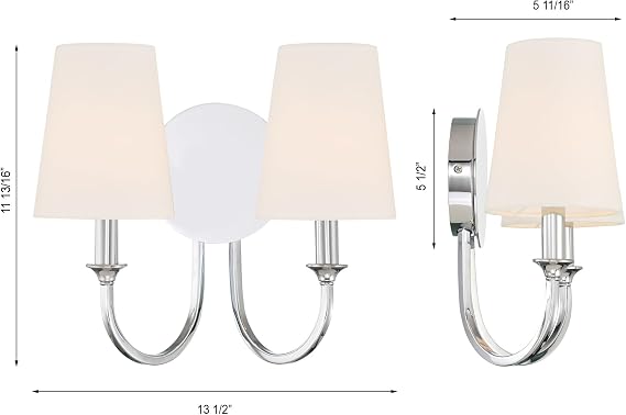 Crystorama Payton 2 Light Polished Chrome Bathroom Vanity