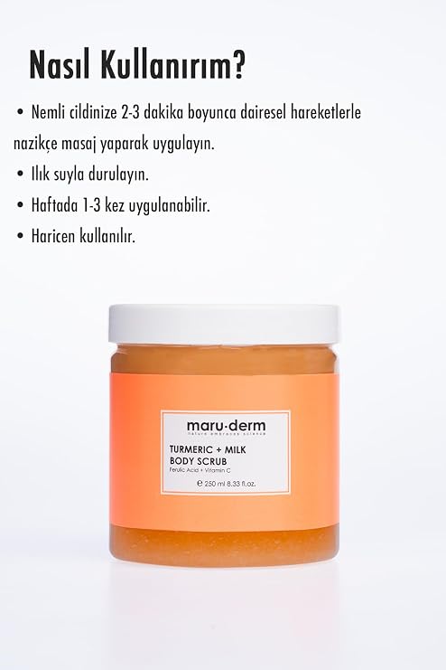 Maru.Derm Zerdeçal ve Süt Vücut Peelingi C Vitamini Ferulik Asit 250 ml