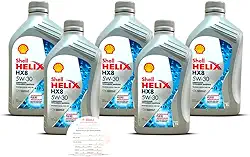 Kit 5 Litros Oleo Shell Helix Hx8 5W-30 API SP Sintetico