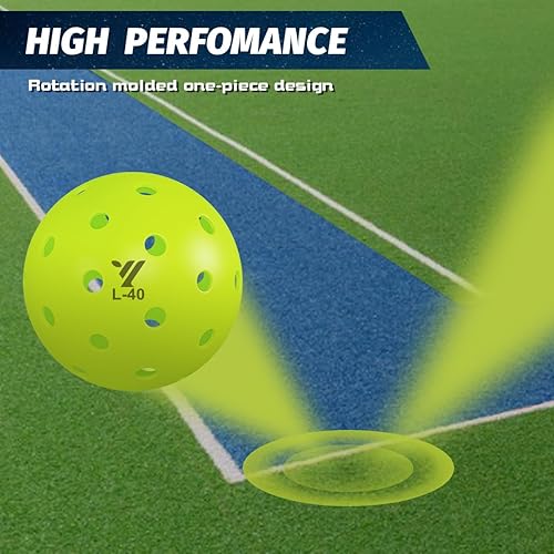 Miniatura 4 de LEEKEY Pickleball Balls- 40 Hole Outdoor Pickleballs,412 Pack Pickleballs Set with Mesh Bag, High Bounce & Durable Pickle Balls,Pickleball