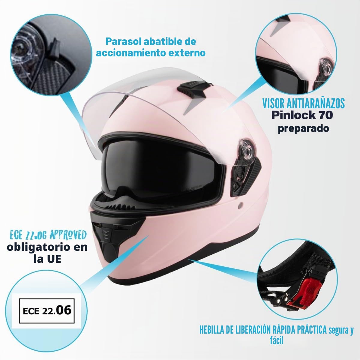 VINZ Kennet Integralhelm mit Sonnenblende | Motorrad Helm Vollvisierhelm Mopedhelm | Motorradhelm Full-Face Helme | in GR. XS-XL