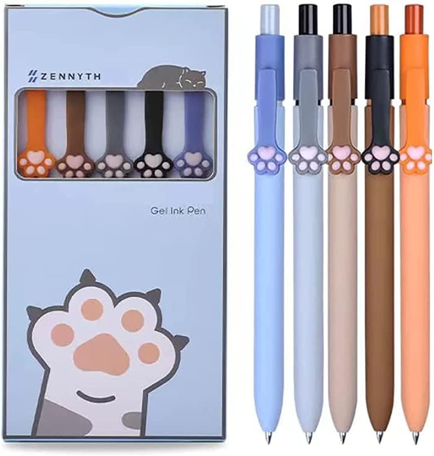 Retractable Ballpoint Pens, 5Pcs Cute Cat Claw Press Pen 0.5 Neutral Pen Quick-drying Ink Pen Fine Point Ball Neutral Pen Black Ink Smooth for Writing School Office Home Stationery Office Supplies