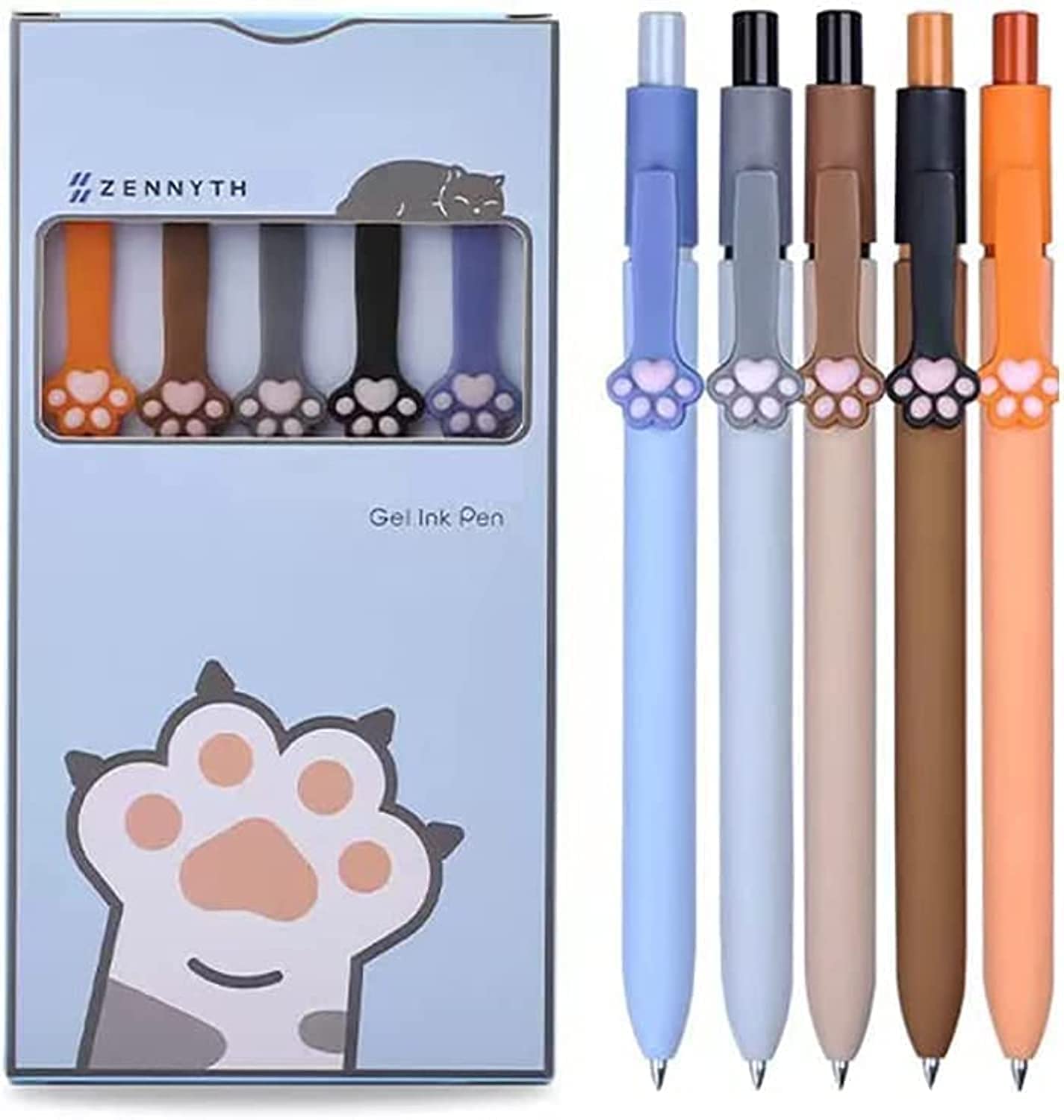 Retractable Ballpoint Pens, 5Pcs Cute Cat Claw Press Pen 0.5 Neutral Pen Quick-drying Ink Pen Fine Point Ball Neutral Pen Black Ink Smooth for Writing School Office Home Stationery Office Supplies
