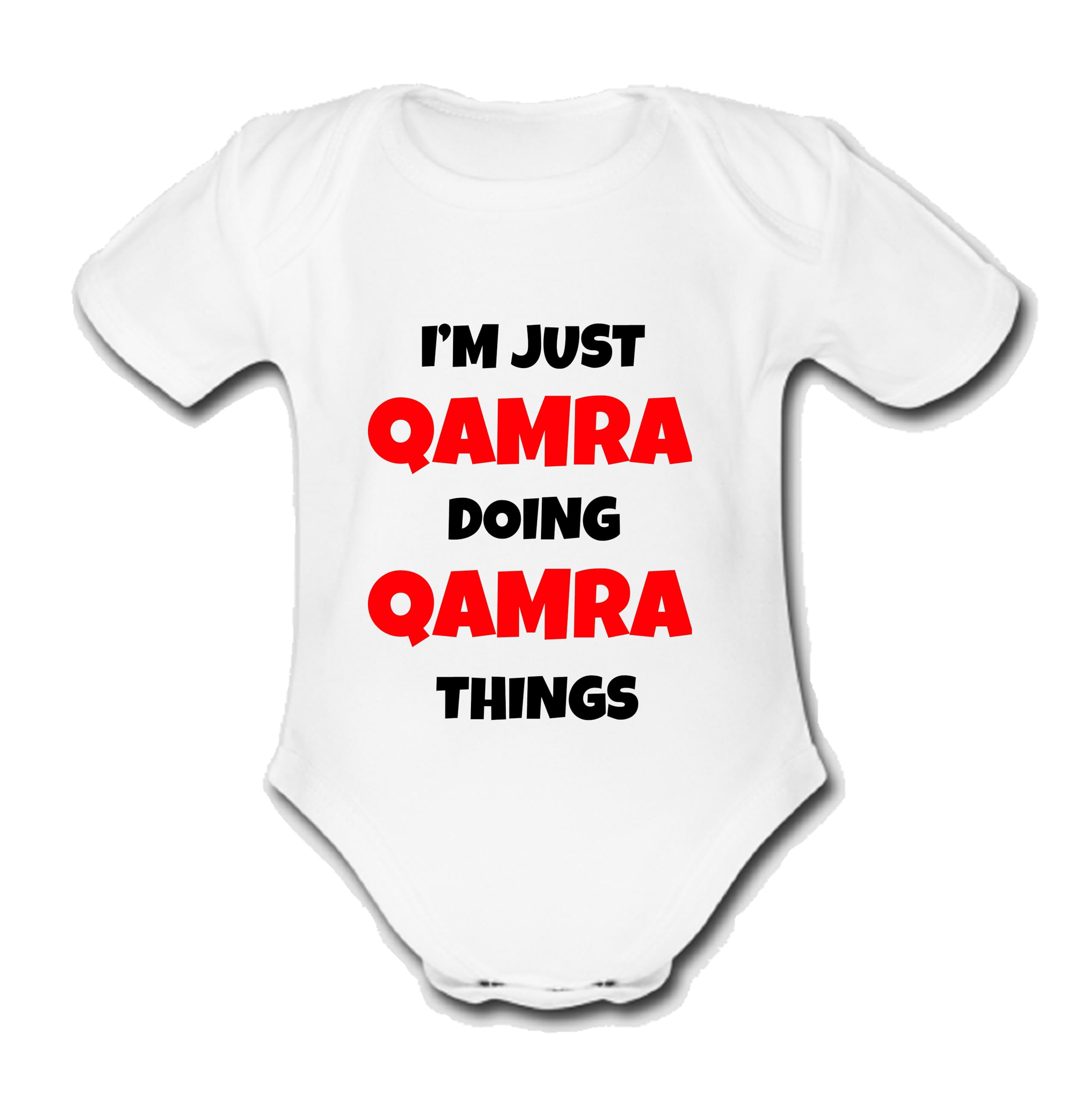 Psychobaby I'M JUST QAMRA DOING QAMRA THINGS Unique Baby Name Vest Grow Babygrow Bodysuit Customise Yourself Change the Name & Colour