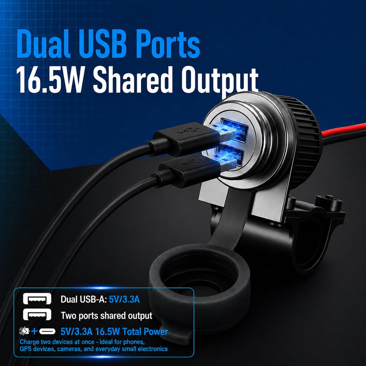 Cliff Top 3.3 Caricabatterie USB per Manubrio Moto GPS Navigatore Smartphone