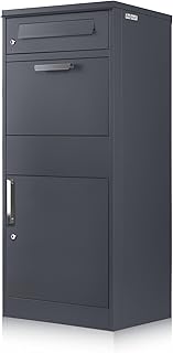 Zelsius Boîte aux Lettres avec Compartiment pour Colis Neptun | Acier revêtu par Poudre | RAL7016 Anthracite | Verrouillage de Retour intégré | Montage au Sol | Boîte aux Lettres de Paquets