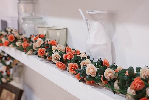 Miniatura 6 de Party Joy 5 guirnaldas de flores artificiales de 41 pies, flores artificiales para colgar, hiedra rosa, cestas colgantes de arco de boda, decoración