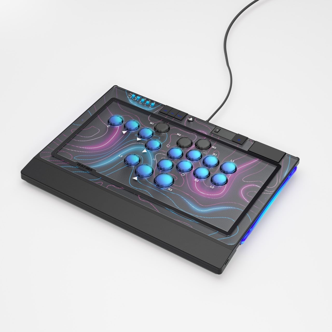 qanba Sapphire - Arcade Stick Sin Palanca para PS5, PS4, PC - Licencia Oficial PlayStation - Pro Fight Stick, 18 Botones Personalizables, Panel Táctil y Reposamuñecas Ergonómico