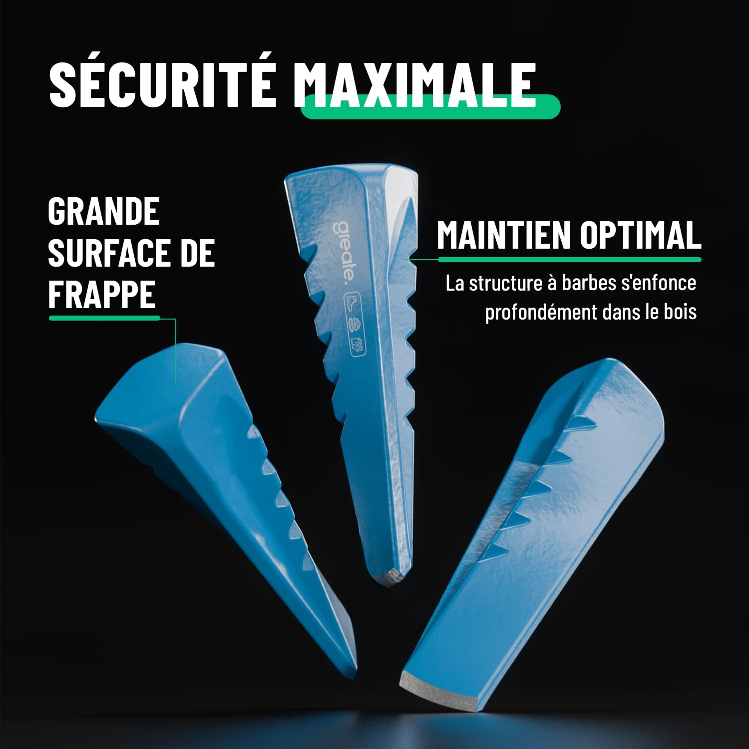 greate Coin Bucheron en Acier Coin eclateur Durable en Acier C45 - fendre buches Bois, fendeur de buche
