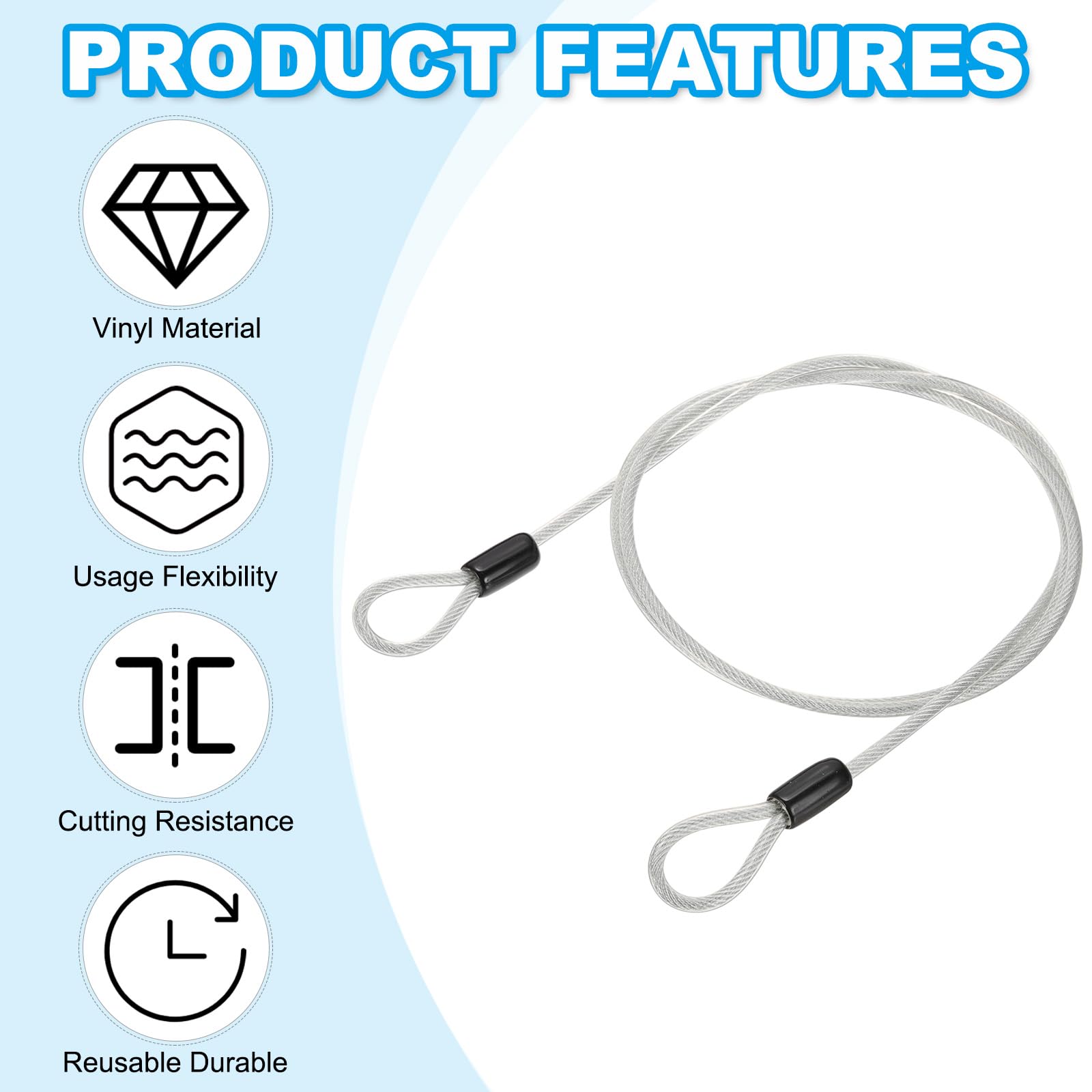 PATIKIL 5/32" Dia Vinyl Coated Stainless Steel Cable with Loops - Image 4