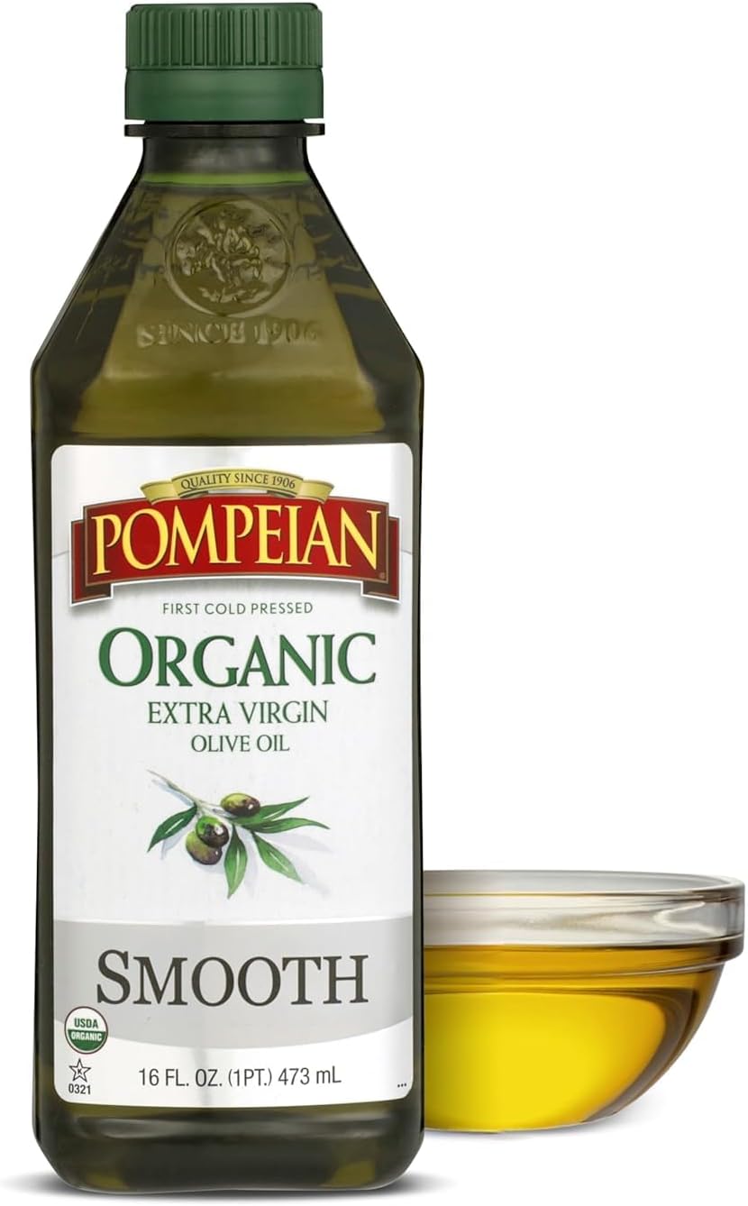 Smooth Organic Extra Virgin Olive Oil - 16 Fl Oz - First Cold Pressed Olive Oil for Cooking - Smooth Taste for Sauteing, Stir-Frying, and Baking