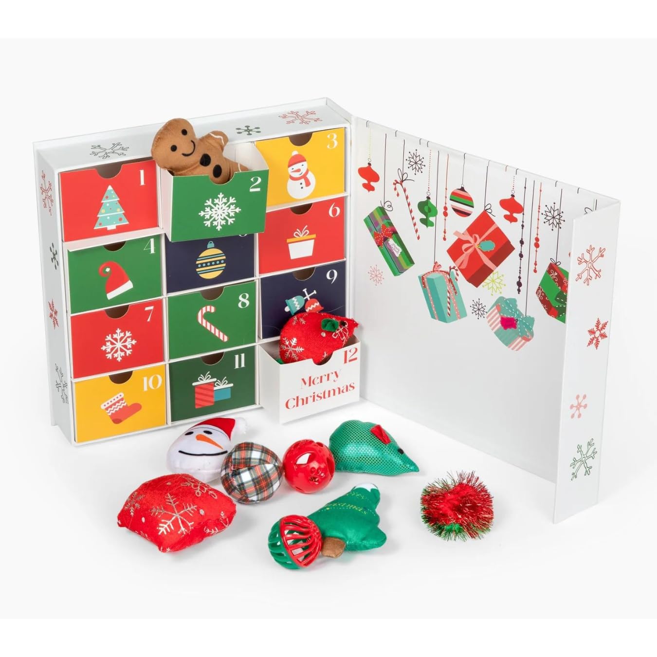Midlee Calendario de Adviento para gatos – 12 días de Navidad relleno de juguete para gatos