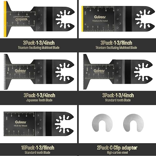 Miniatura 4 de 28 hojas de sierra oscilantes universales, incluye 6 cuchillas oscilantes de titanio multiherramienta para metal y material duro, cuchillas