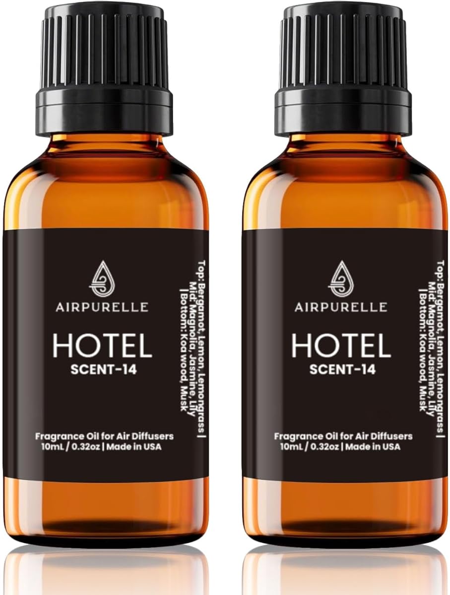 Luxury Hotel Diffuser Oil Scent-14 Citrus Florals Warm Wood Aromatherapy Premium Fragrance Oil for Ultrasonic and Waterless Diffusers 2 Pack(2 * 0.34 fl oz) 24K Magic Scent