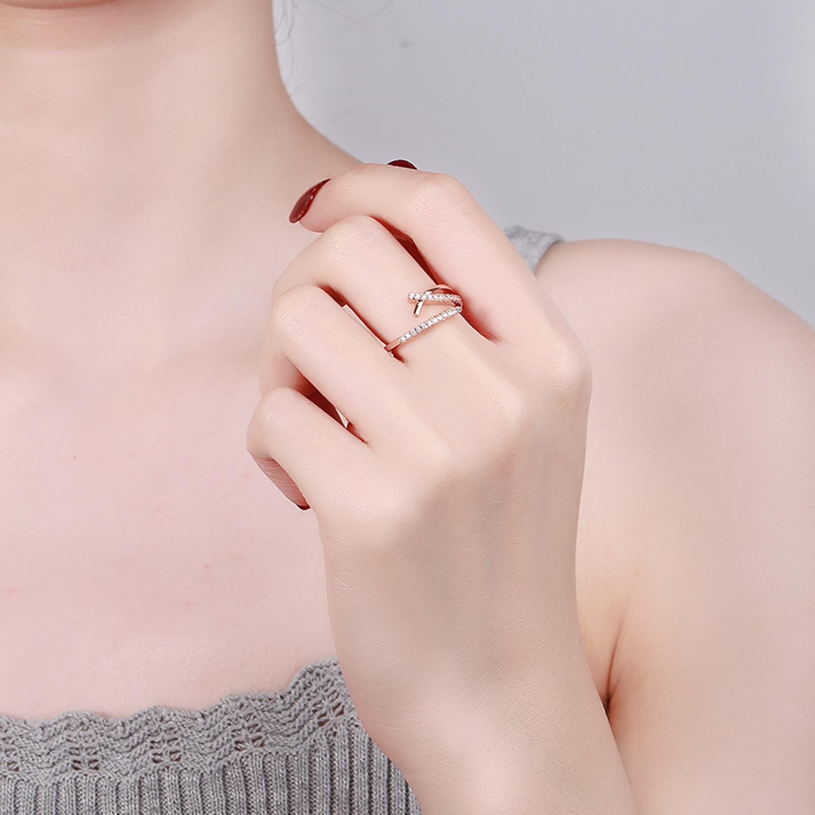 Anillos de aniversario para mujer, oro amarillo infinito, diamantes abiertos de laboratorio de 18 quilates, talla 4-11