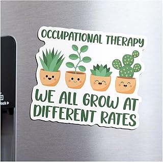 Occupational Therapy Magnet OT Month Therapist Magnetic Sticker We All Grow at Different Rates Gifts for Fridge Locker Car Decorations, Waterproof Reusable 5.5in
