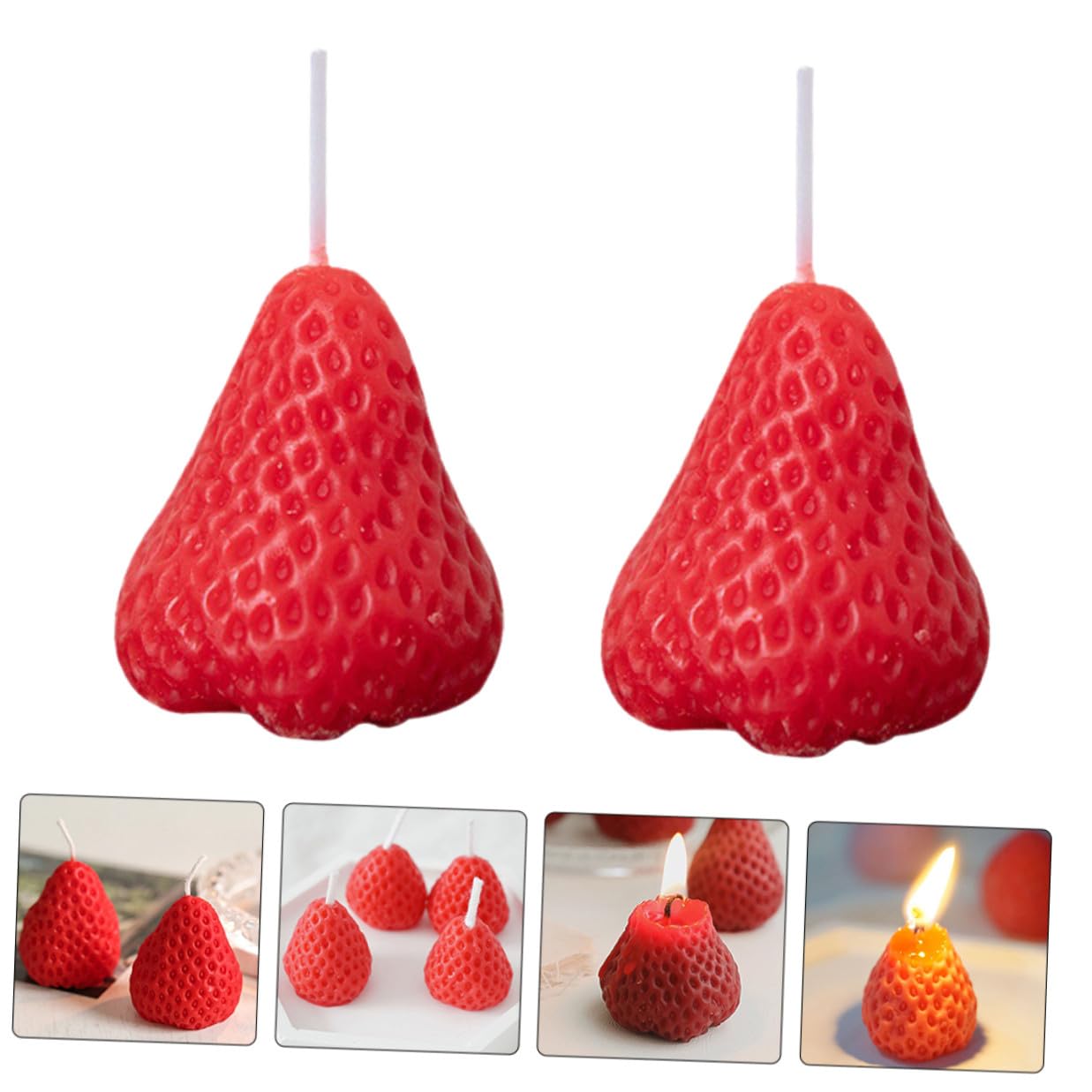 ULTECHNOVO Candele Profumate e Creare Un'atmosfera Calda e Confortevole Rosse a Forma di Fragola Set 9 in Paraffina, Decorative e Adorabili per Festa