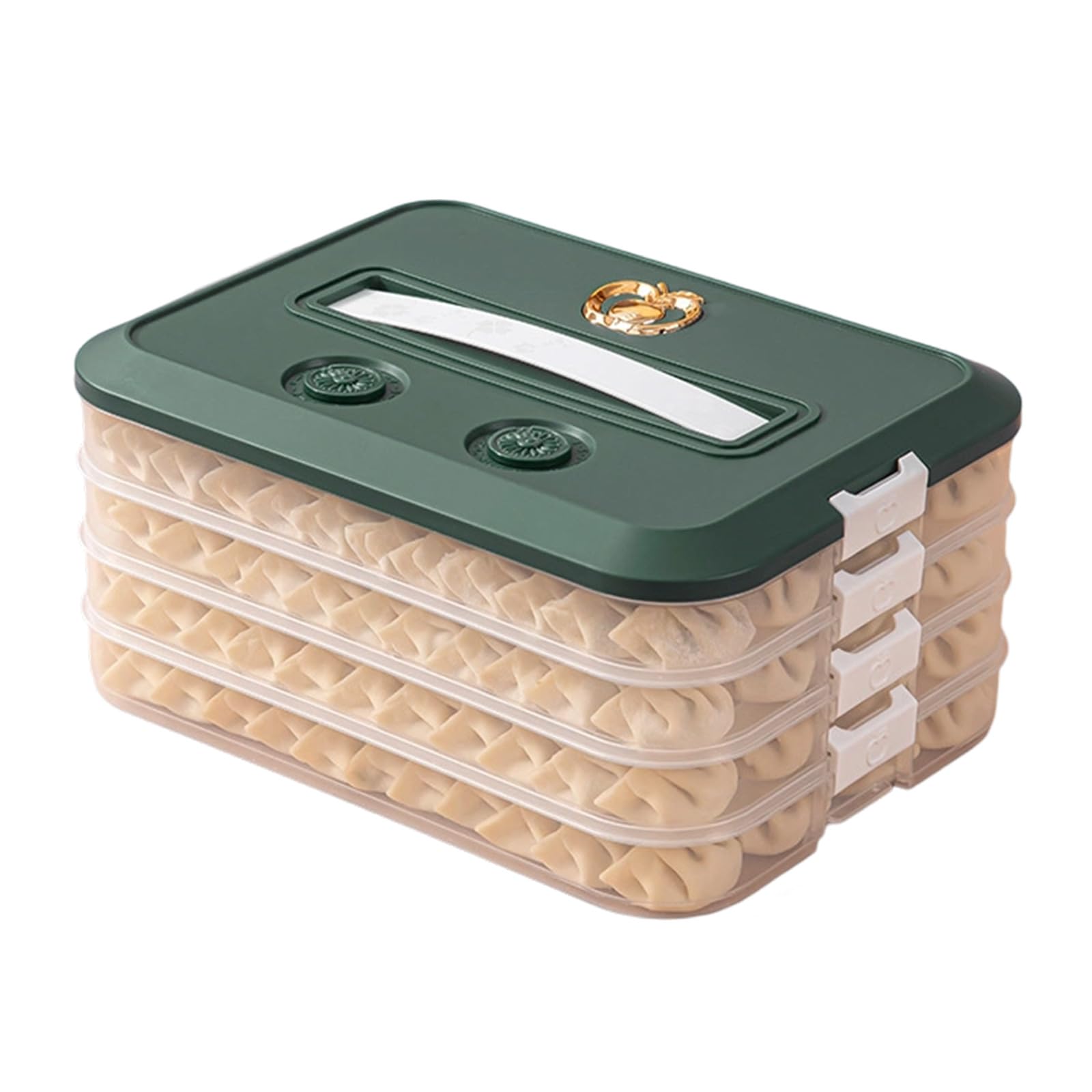 Carotoe Green With Cover Fou Fashionable Multiple Layer Food Storage Box With Lid Designs Accessory For Cookie Dumpling And More Organizatioin Food Storage Container