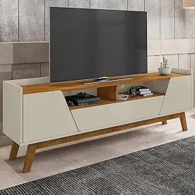 Rack Sala Florença para Tv até 70 Polegadas com Pés Madeira Off White/naturale