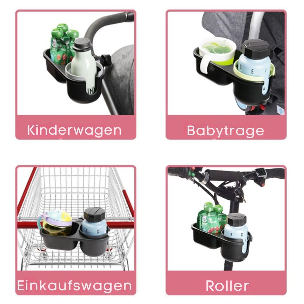 Universelles Snacktablett mit Kinderwagen-Becherhalter, Snacktablett für Kinderwagen, Tablett-Aufsatz und Becherhalter als Kinderwagen-Zubehör