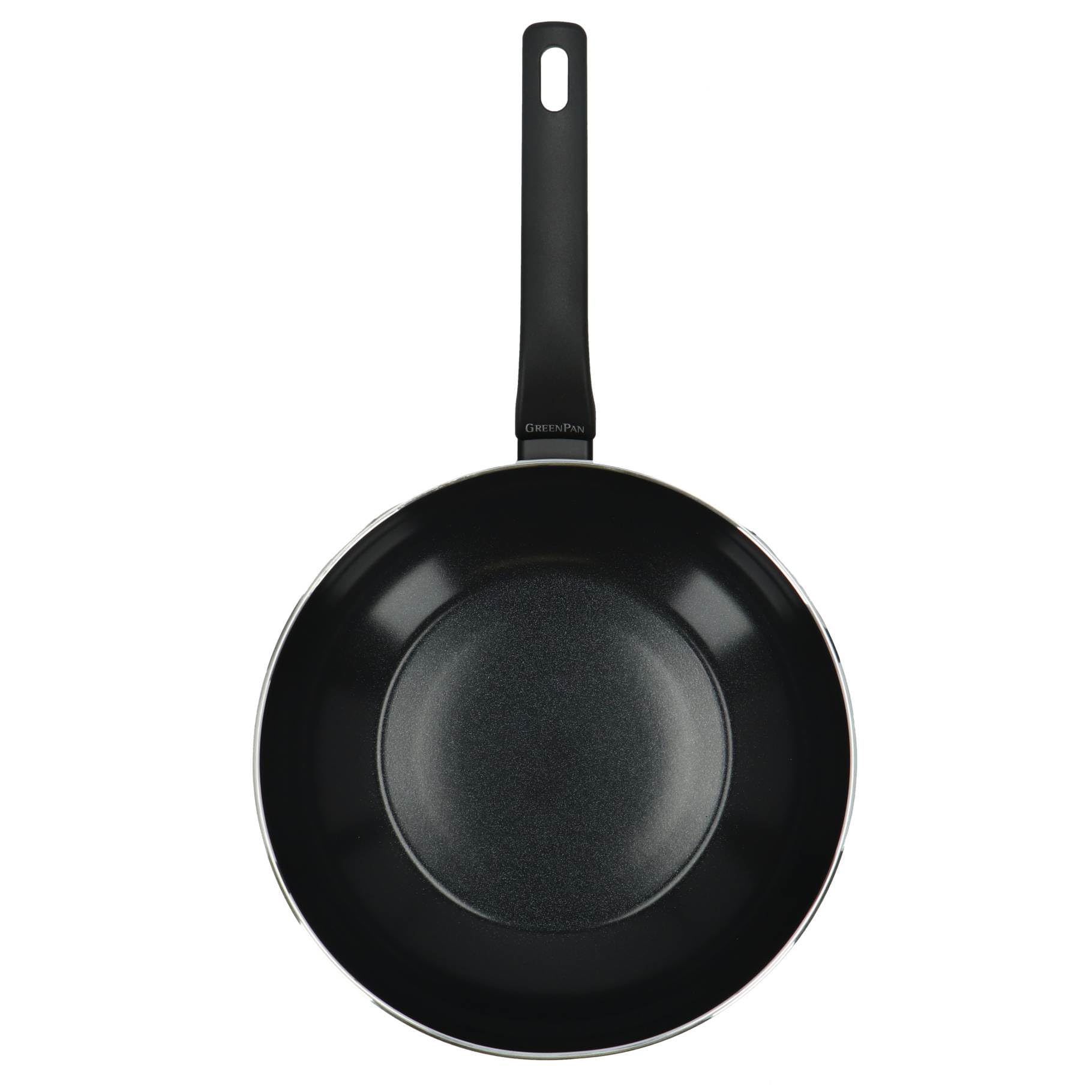 GreenPan Essence Wok 28 cm 3,69 L pour Cuisine Asiatique et Stir-Fry, Céramique Antiadhésive Thermolon™ Renforcée aux Diamants, Sans PFAS, Induction, Lave-vaisselle, Four jusqu'à 160°C, Noir