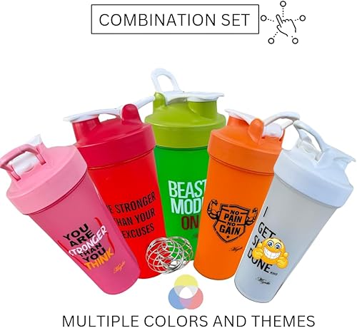 Miniatura 7 de Magiko - Botellas mezcladoras para proteínas, botella de agua portátil de 28 onzas, a prueba de fugas, para antes del entrenamiento, sin BPA,