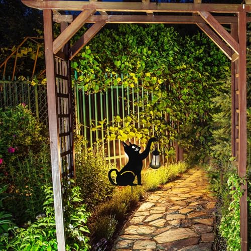 Lampe solaire extérieure chat en fer forgé MAGICLULU pour jardin