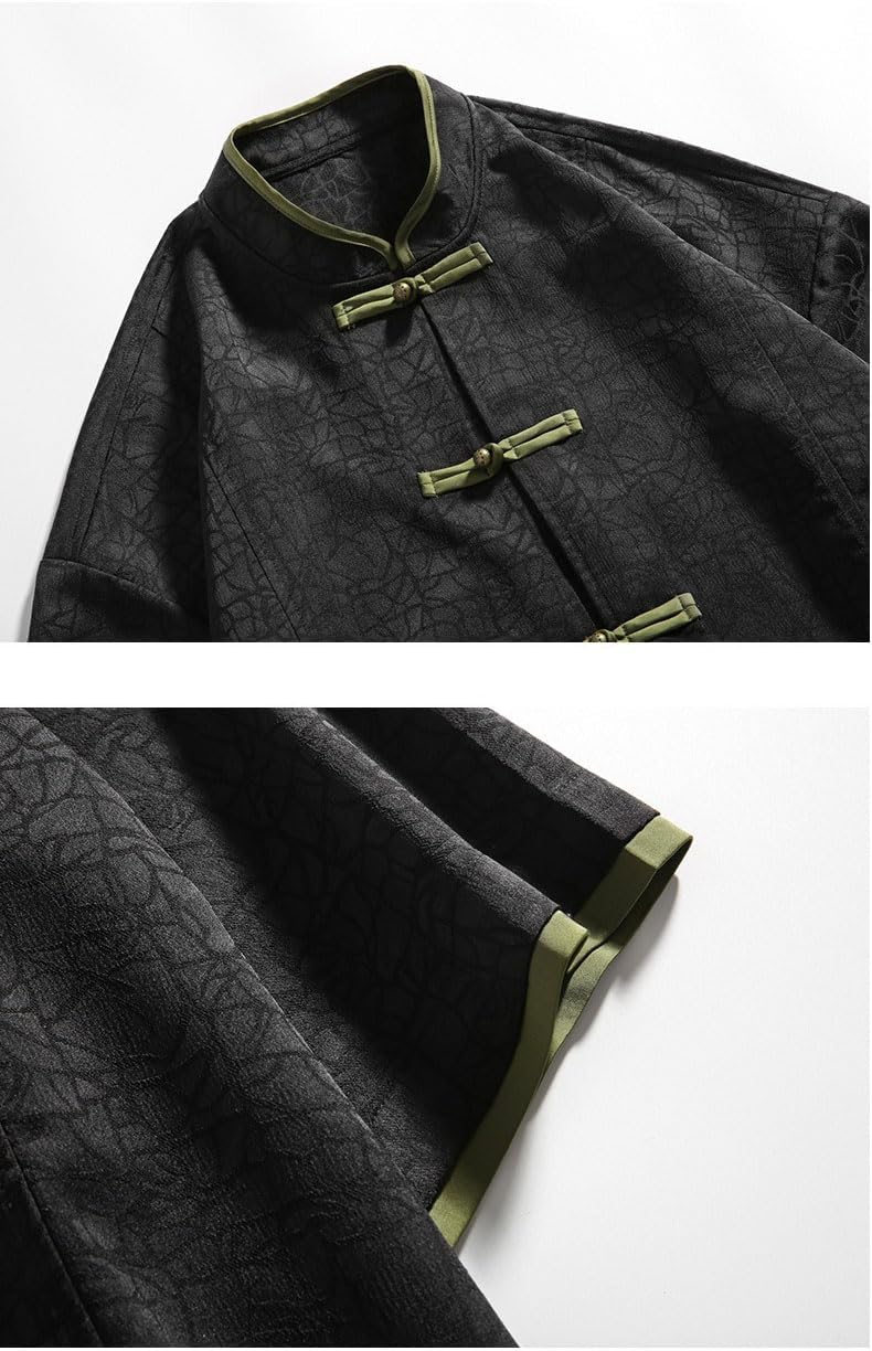 Chinese Style Men's Casual Short Sleeve Shirt, Tang Suit Mandarin Collar Casual Top